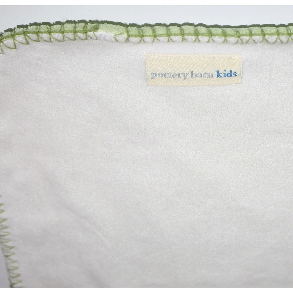 Pottery Barn Kids Lime Green White Reversible Soft Stroller Baby Blanket 39x26